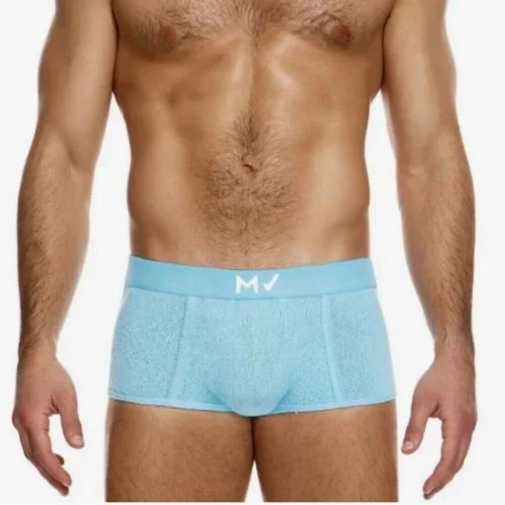 Mens Modus Vivendi Plain Knit Trunk in Baby Blue - Large, NWT